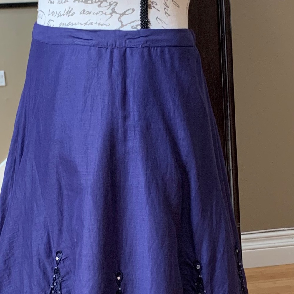 Lithe Beaded Embroidered Navy Full Layered Skirt - Picture 6 of 11